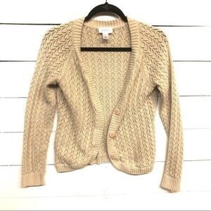 LOFT cardigan womens tan knitted cardigan medium